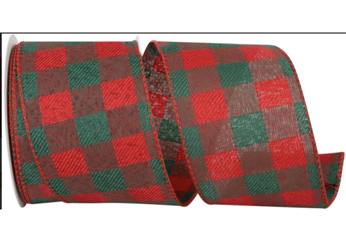  Reliant Ribbon Traditional Christmas Check Red and Green 2.5" Ribbon  (per yard) 