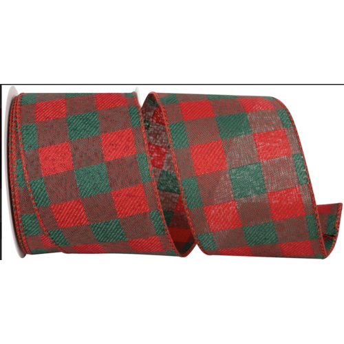 Reliant Ribbon Traditional Christmas Check Red and Green 2.5" Ribbon  (per yard) 
