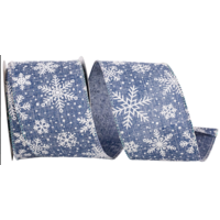 Snowflakes Texture Iridescent Denim 2.5" Ribbon (per yard)