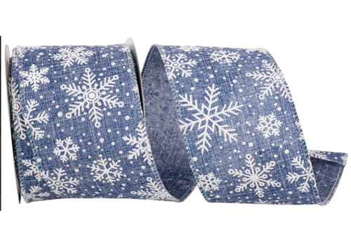  Reliant Ribbon Snowflakes Texture Iridescent Denim 2.5" Ribbon (per yard) 