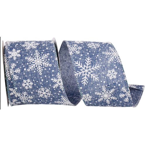  Reliant Ribbon Snowflakes Texture Iridescent Denim 2.5" Ribbon (per yard) 