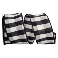 Grand Gingham Check Black/White 2.5" Ribbon (per yard)