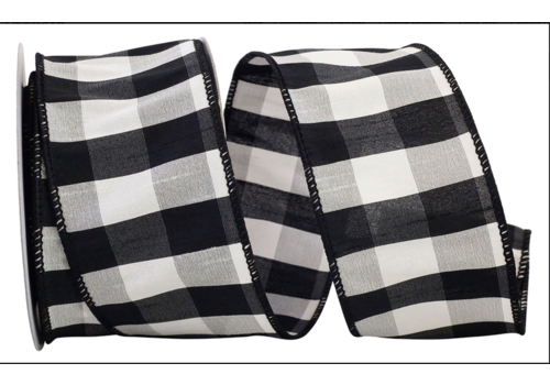  Reliant Ribbon Grand Gingham Check Black/White 2.5" Ribbon (per yard) 
