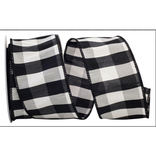  Reliant Ribbon Grand Gingham Check Black/White 2.5" Ribbon (per yard) 