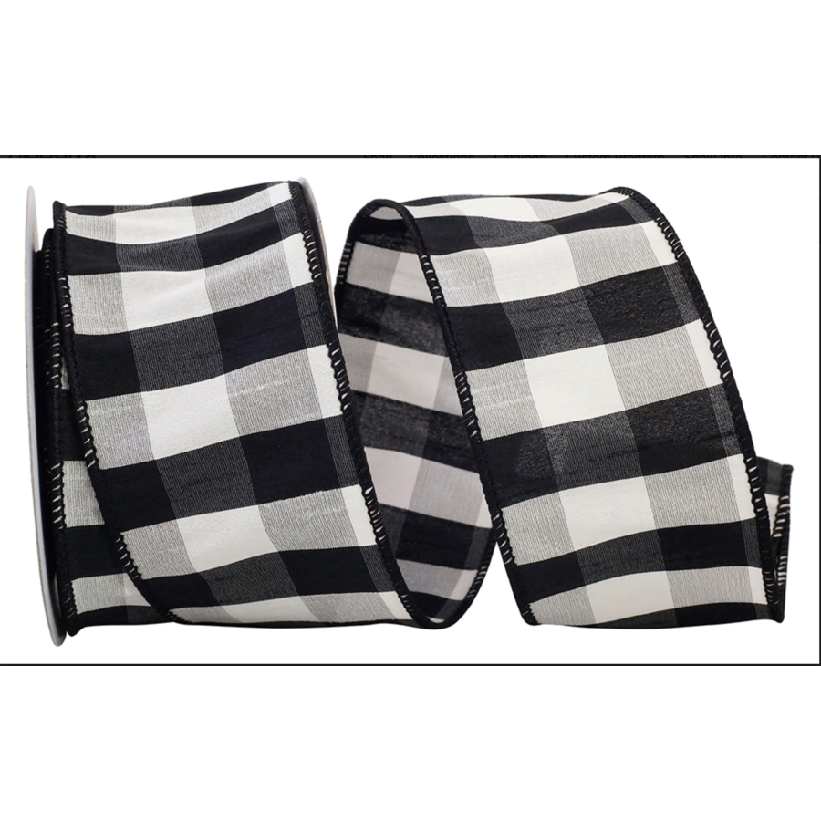Grand Gingham Check Black/White 2.5" Ribbon (per yard)