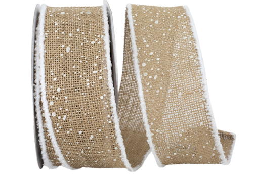  Reliant Ribbon Burlap Snow Drops Frizzette Natural 2.5" Ribbon (per yard) 