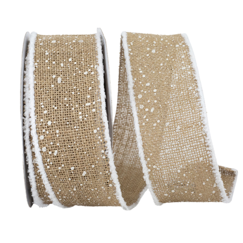  Reliant Ribbon Burlap Snow Drops Frizzette Natural 2.5" Ribbon (per yard) 