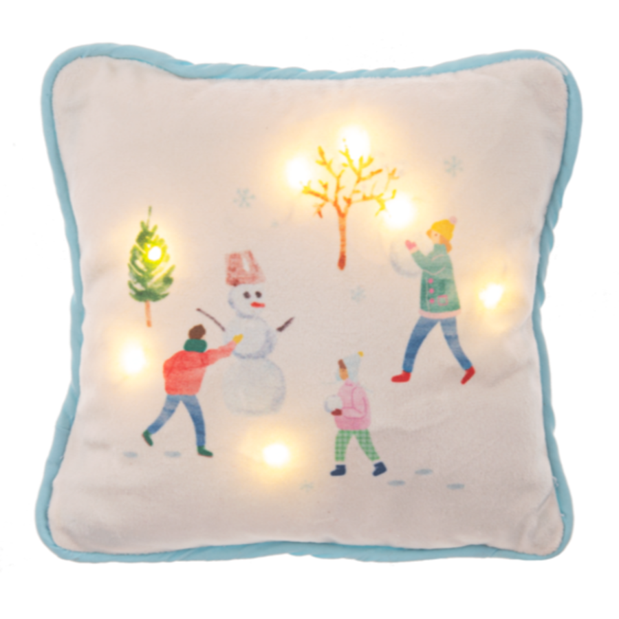 LED Light Up Winter Scene Pillow