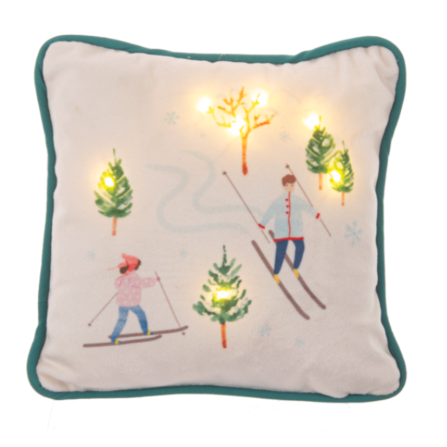 LED Light Up Winter Scene Pillow