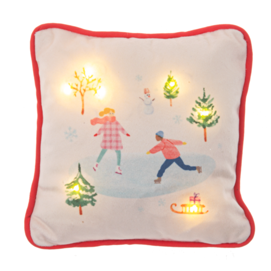 LED Light Up Winter Scene Pillow