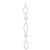 Silver Clear Crystals Link Ovals Earrings
