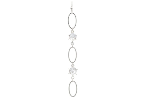  Rain Jewelry Collection Silver Clear Crystals Link Ovals Earrings 