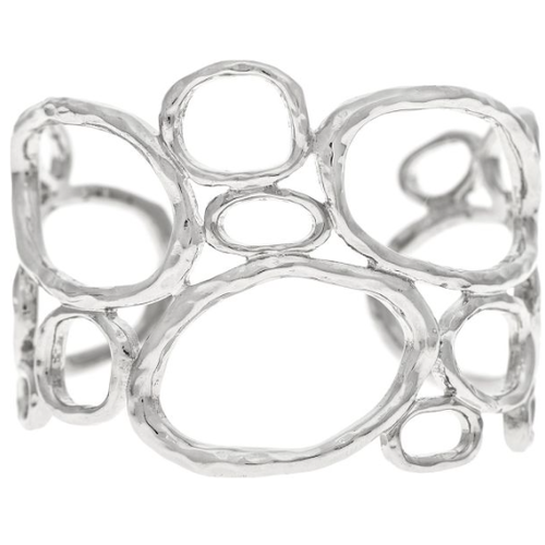  Rain Jewelry Collection Silver Organic Ovals Wide Cuff Bracelet 