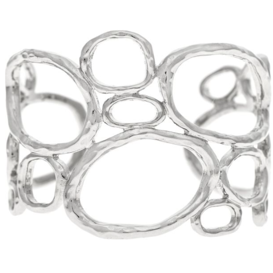 Silver Organic Ovals Wide Cuff Bracelet