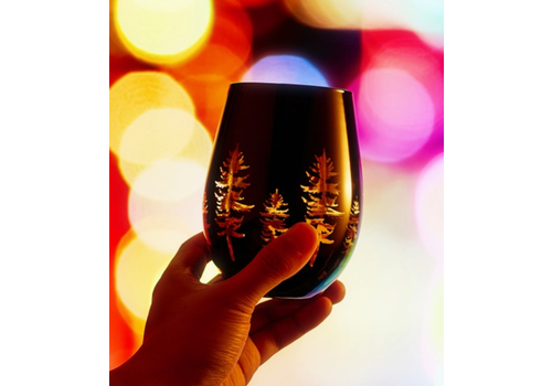 The Wine Savant / Khen Glassware Crystal Black Stemless Wine Glass with Trees   The Wine Savant / Khen Glassware Crystal Black Stemless Wine Glass with Trees