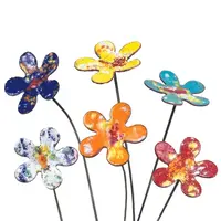 Small Copper Enamel Flower on Stake