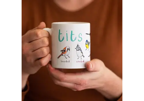  Sarah Edmonds Illustration Tits Ceramic Bird Pun Mug 