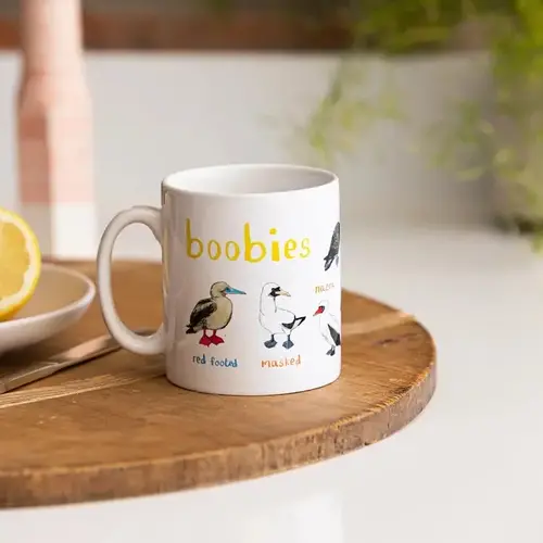  Sarah Edmonds Illustration Boobies Ceramic Bird Pun Mug 