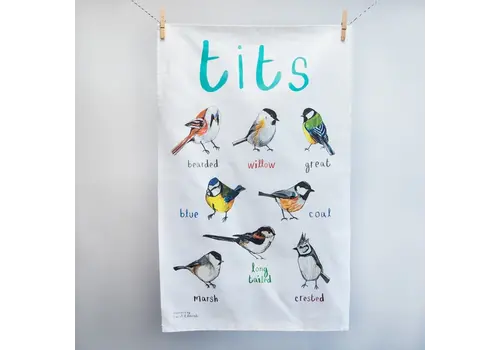  Sarah Edmonds Illustration Tits Bird Cotton Tea Towel 