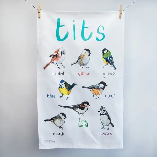  Sarah Edmonds Illustration Tits Bird Cotton Tea Towel 
