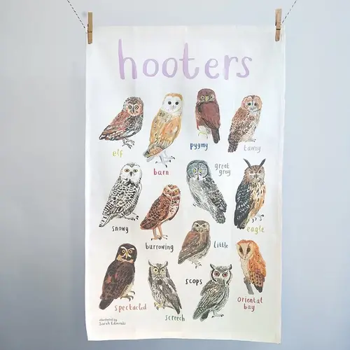  Sarah Edmonds Illustration Hooters Bird Cotton Tea Towel 