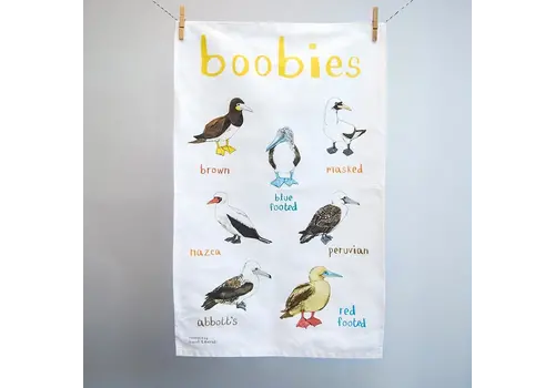  Sarah Edmonds Illustration Boobies Bird Cotton Tea Towel 