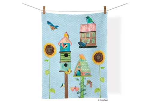 WerkShoppe Birdhouse Lane Cotton Tea Towel 
