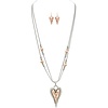 Rain Jewelry Collection Silver Rose Gold Inset Heart Necklace Set