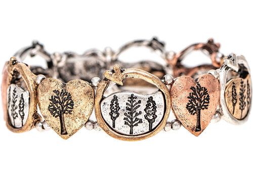  Rain Jewelry Collection Multimetal Hearts Tree Love Stretch Bracelet_ 