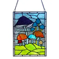 Mushrooms Stained Glass Window Panel