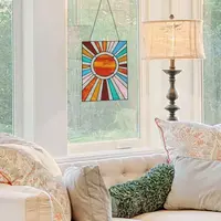 Sunburst Stained Glass Window Panel