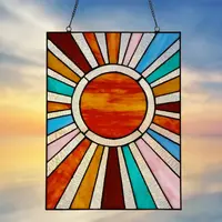 Sunburst Stained Glass Window Panel