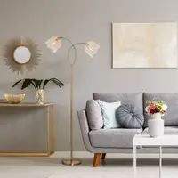 61"H Metal Floor Lamp w/ Rattan Shades