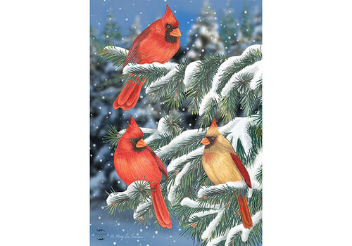  Winter Cardinal Trio Garden Flag 