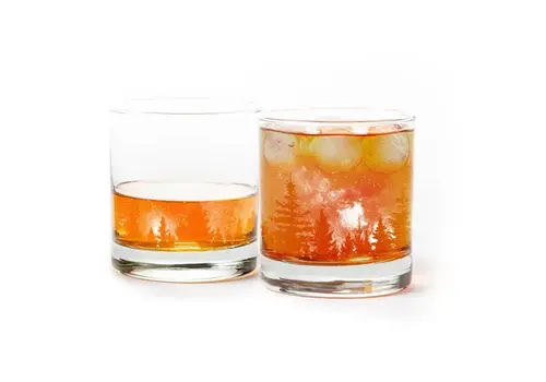  Black Lantern Stars & Night Landscape Whiskey Glass 