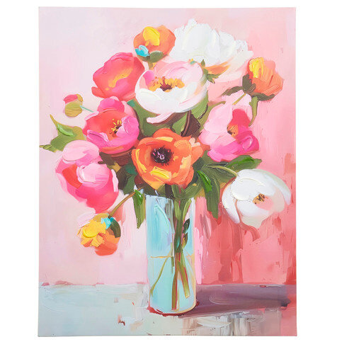 17.75" Pink Floral Wall Art   17.75" Pink Floral Wall Art