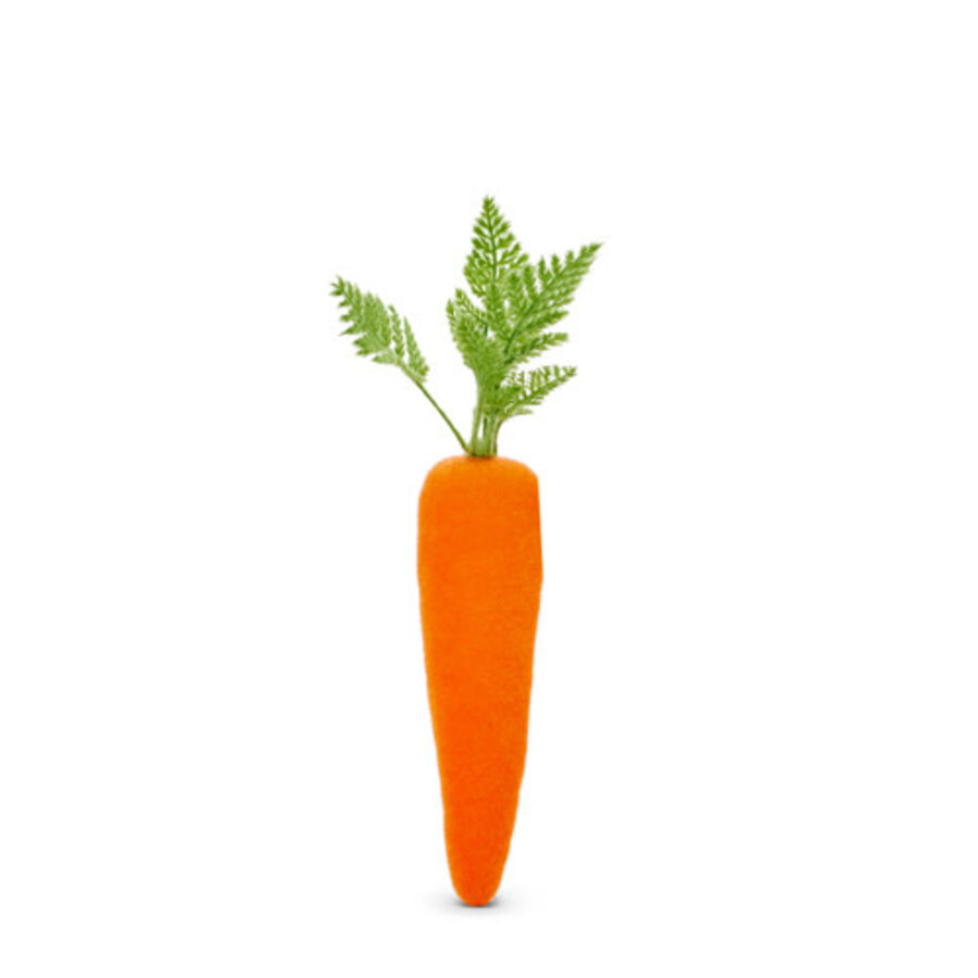 16" Flocked Orange Carrot with Leaves