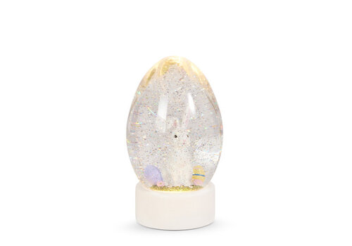 8.5" Lighted Easter Bunny Swirling Glitter Water Egg 