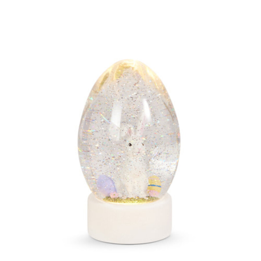 8.5" Lighted Easter Bunny Swirling Glitter Water Egg