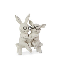 7" Reading Bunny & Pig on Bench