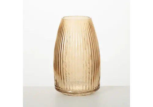  Sullivans Ribbed Amber Glass Vase 