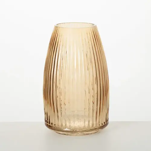  Sullivans Ribbed Amber Glass Vase 