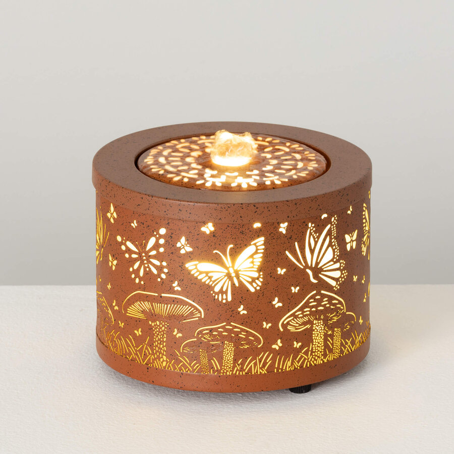 Butterfly & Mushroom Tabletop Illuminated Fountain