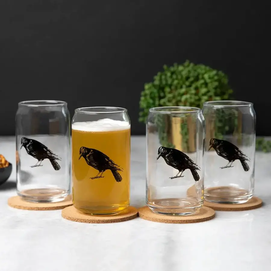 Crow Beer Can Glass