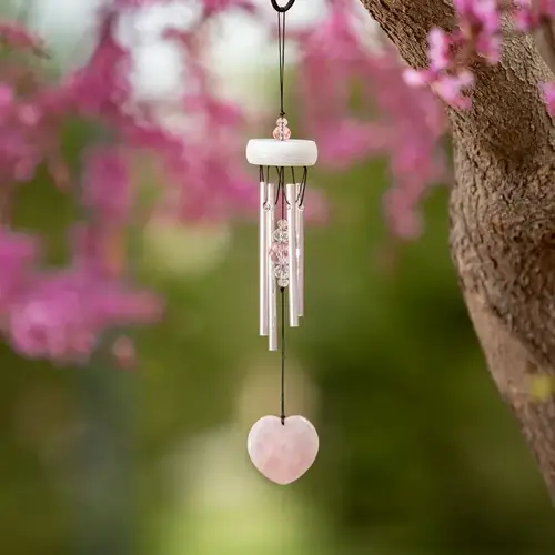  Woodstock Chimes Rose Quartz Heart Chime 