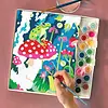 Bright Stripes Paint By Numbers Frog & Mushroom