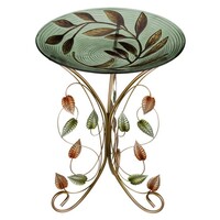18" Birdbath with Decorative Stand Leaves