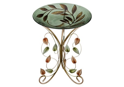  18" Birdbath with Decorative Stand Leaves 