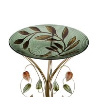 18" Birdbath with Decorative Stand Leaves