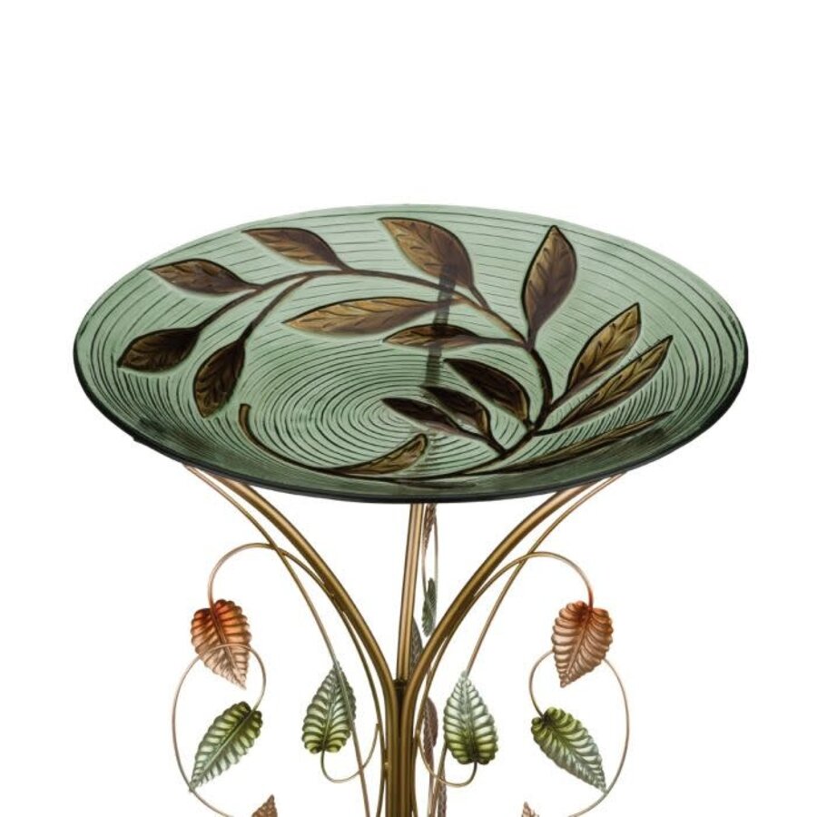 18" Birdbath with Decorative Stand Leaves